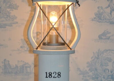 Converted paraffin lamp with 1828 on base.