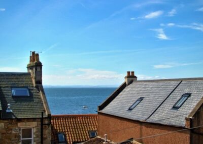 View over roofs to the sea