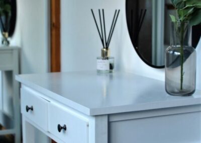 Close-up of white dressing table