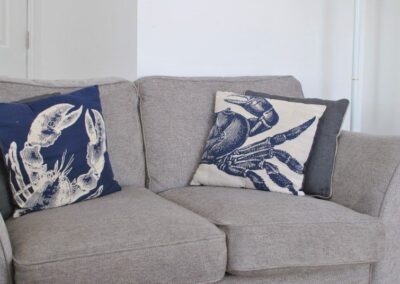 Sofa with crab design cushions